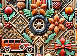 Automotive Christmas Card Ornate