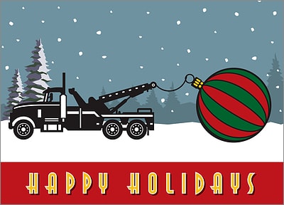 Tow Truck Holiday Cards Personalized For Your Business