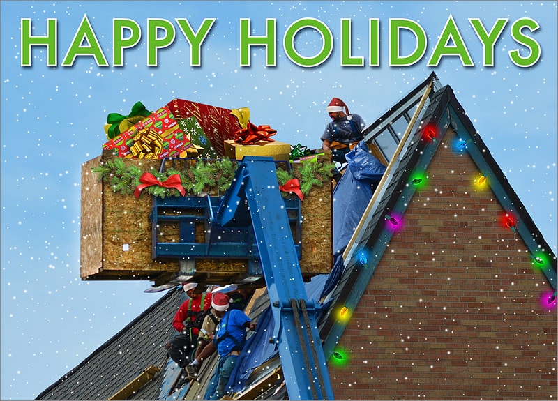 Decorative Roofing Christmas Cards For Your Business