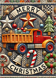 Dump Truck Christmas Card Pine