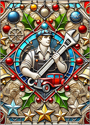 Mechanic Christmas Card Elegant