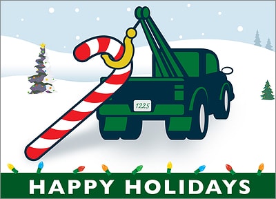 Tow Truck Holiday Cardss Personalized For Your Business