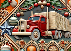 Trucker Christmas Card Merry