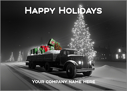 Trucking Merry Christmas Card Joy